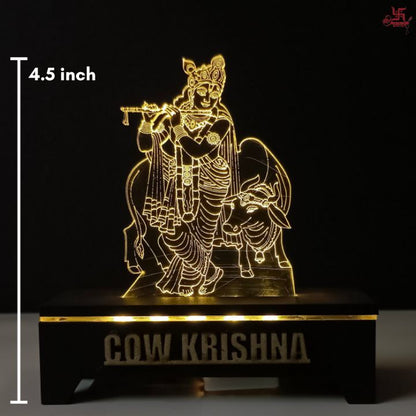 Cow Krishna Acrylic LED Table Lamp for Office and Home Decoration