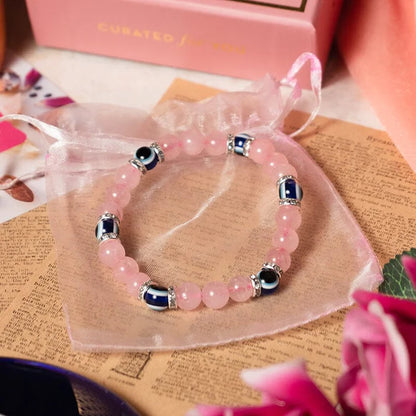 Rose Quartz & Evil Eye Healing Bracelet