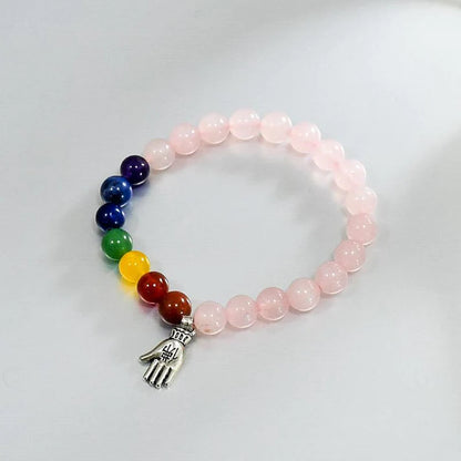 Rose Quartz and 7 Chakra Bracelet