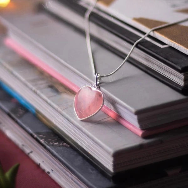 Rose Quartz Heart Pendant Necklace