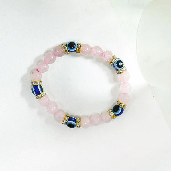 Rose Quartz & Turkish Evil Eye Bracelet