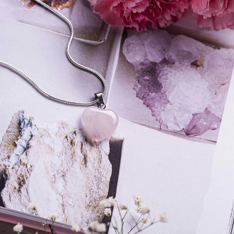 Rose Quartz Heart Pendant Necklace