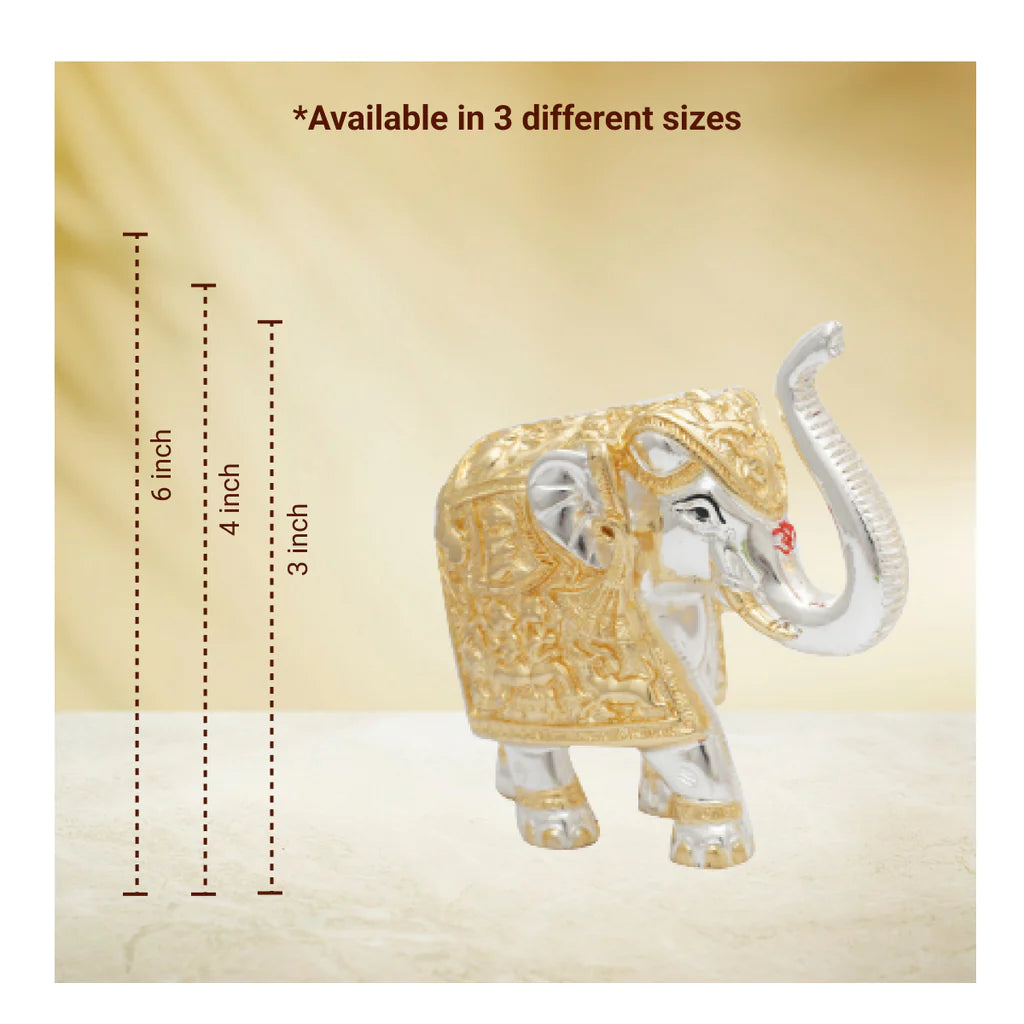 Pure Gold & Silver Coated Elephant Showpiece  Size measure