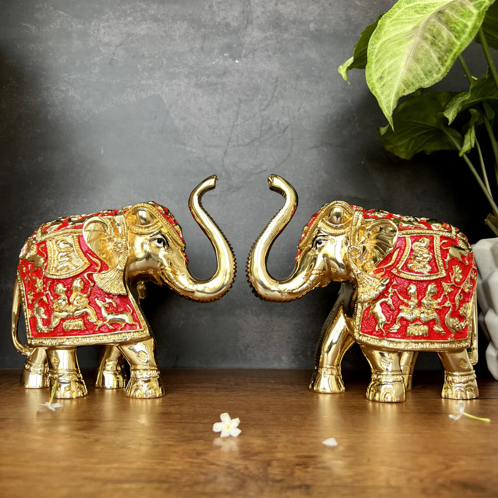 Pure Gold & Silver Coated Elephant Showpiece 