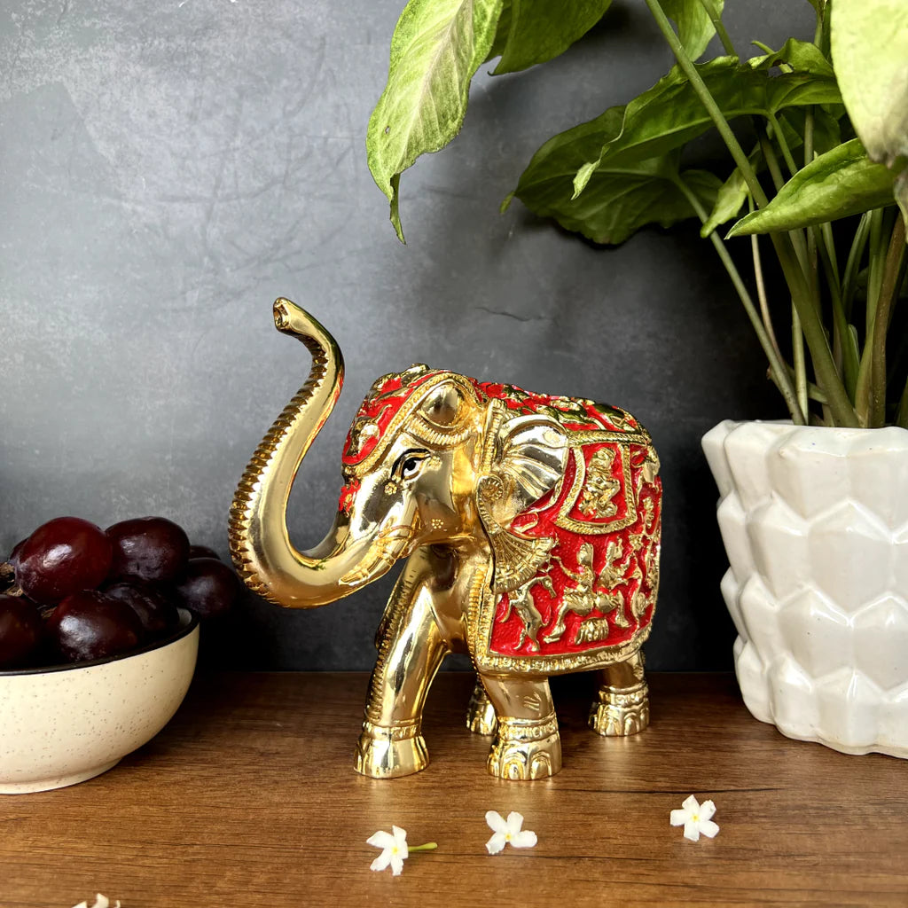 Pure Gold & Silver Coated Elephant Showpiece 