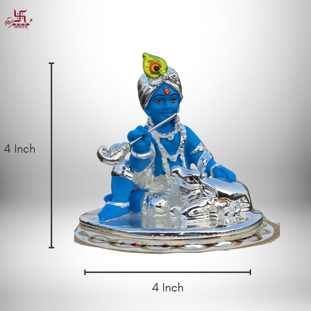 Bal Krishna Silver Plated Idol For Home, Puja, and Gift