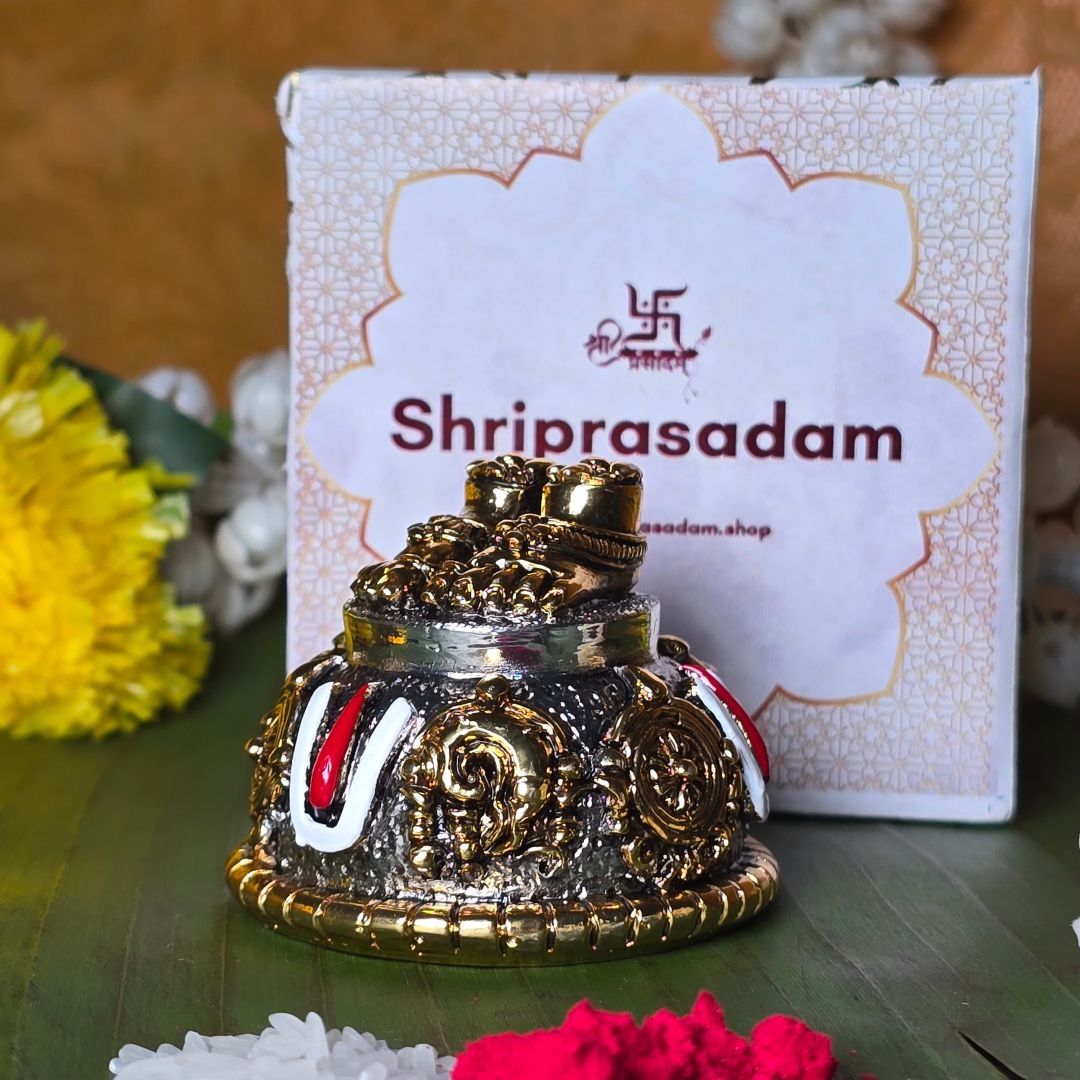 Golden And Silver Plated Carved Balaji Charan For Puja, Home, And Gift.