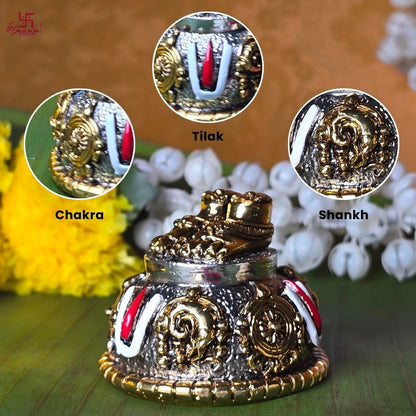 Golden And Silver Plated Carved Balaji Charan For Puja, Home, And Gift.