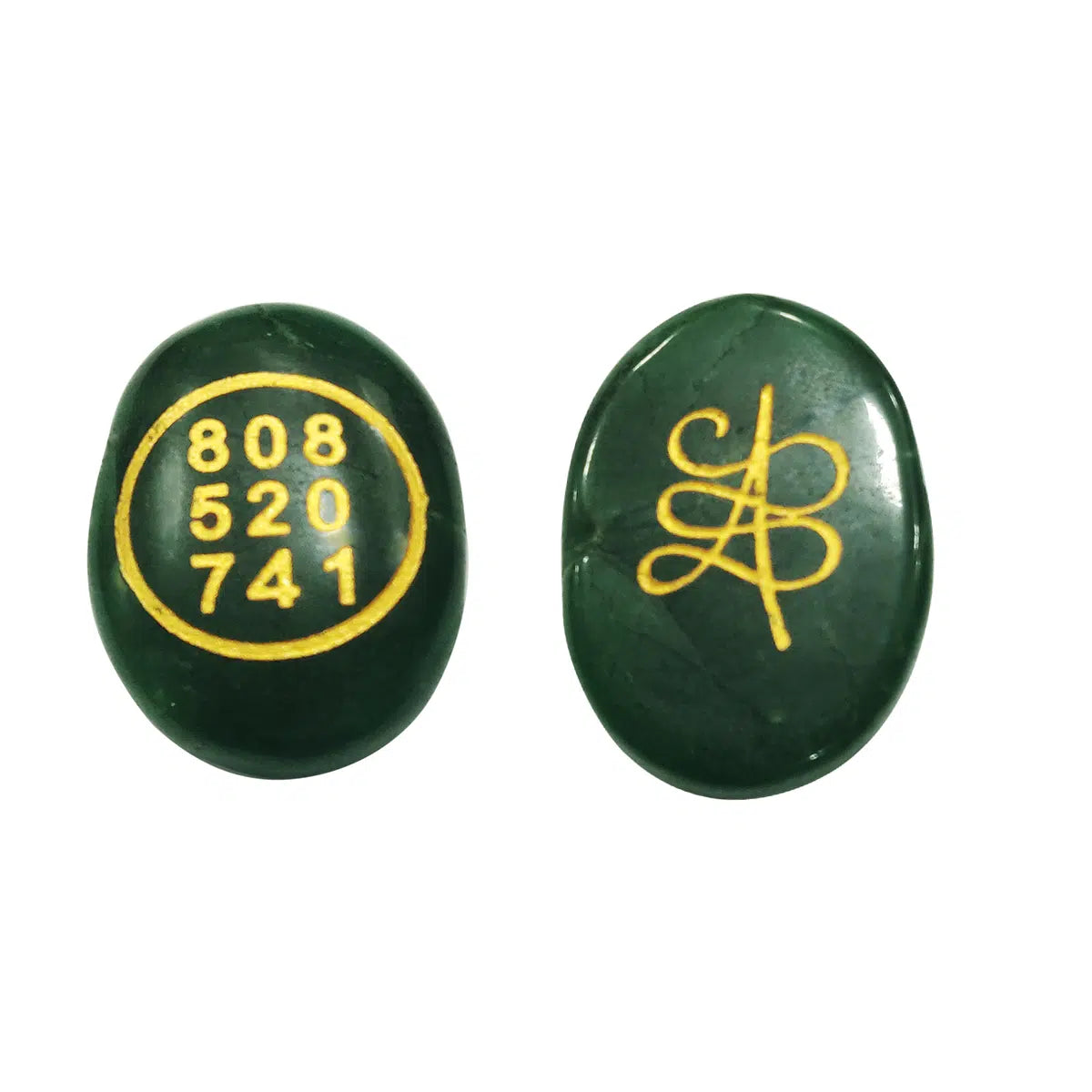 Green Jade Money Switch Word and Zibu Symbol Stone Cabochon