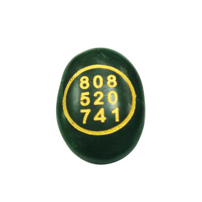 Green Jade Money Switch Word and Zibu Symbol Stone Cabochon