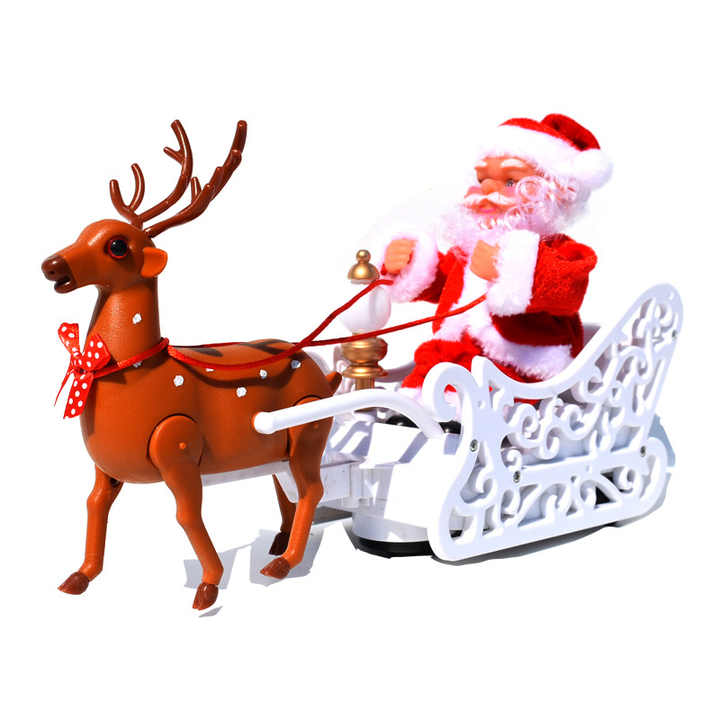 Santa Riding Deer Cart Toy for Christmas Decoration & Gifting