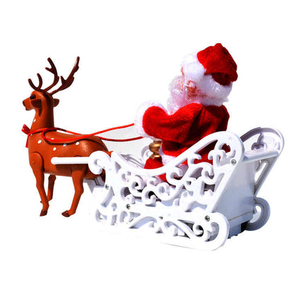 Santa Riding Deer Cart Toy for Christmas Decoration & Gifting