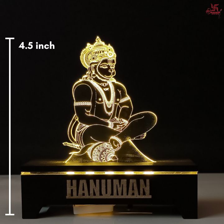 Hanuman Ji Acrylic LED Table Lamp for Office and Home Decoration
