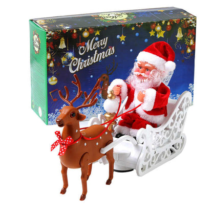 Santa Riding Deer Cart Toy for Christmas Decoration & Gifting