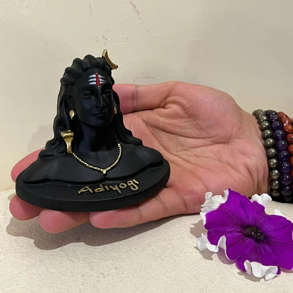 Handcrafted Adiyogi Shiva Statue For Home Decor | For Car Dashboard & Gift - 8 Cm