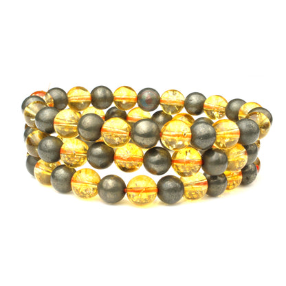 Citrine & Pyrite Natural Crystal Healing Combo Bracelet