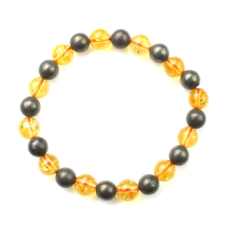 Citrine & Pyrite Natural Crystal Healing Combo Bracelet