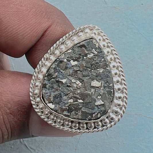 Pyrite Geode adjustable ring to fit all sizes