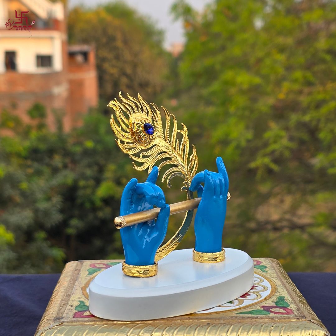 Krishna Hand with Flute Blue | Classical Piece for Decor As Well As Wedding and Corporate Gifting Purposes