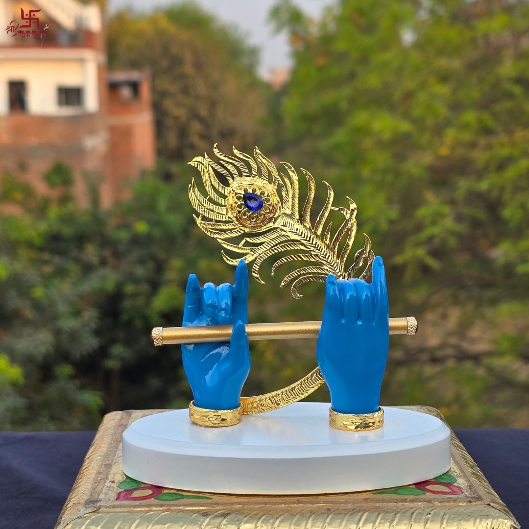 Krishna Hand with Flute Blue | Classical Piece for Decor As Well As Wedding and Corporate Gifting Purposes