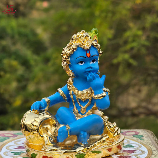 Laddo Gopal Gold Plated Idol For Puja, Home, And Gift