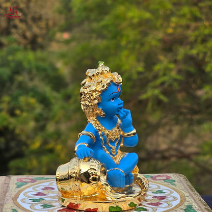 Laddo Gopal Gold Plated Idol For Puja, Home, And Gift