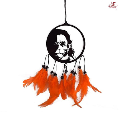 Lord Hanuman With Orange Feather Car Hanging Decor