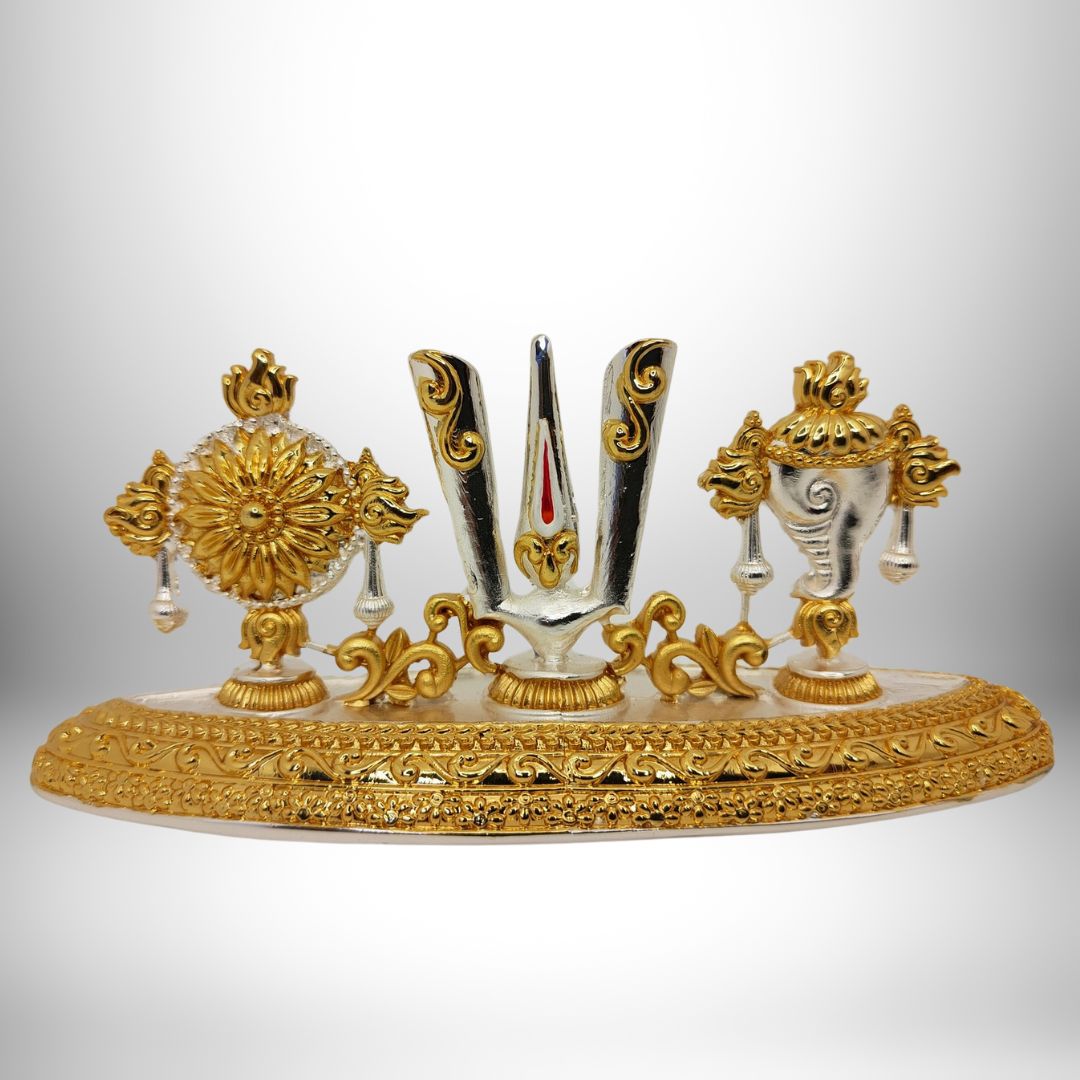 Lord Tirupati Balaji Sri Tilak Chakra Gold & Silver Plated Idol