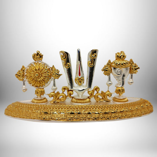 Lord Tirupati Balaji Sri Tilak Chakra Gold & Silver Plated Idol