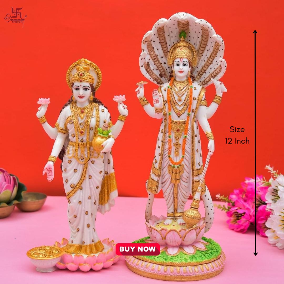 Lord Vishnu & Goddess Lakshmi Idol for Home, Temple, and Pooja