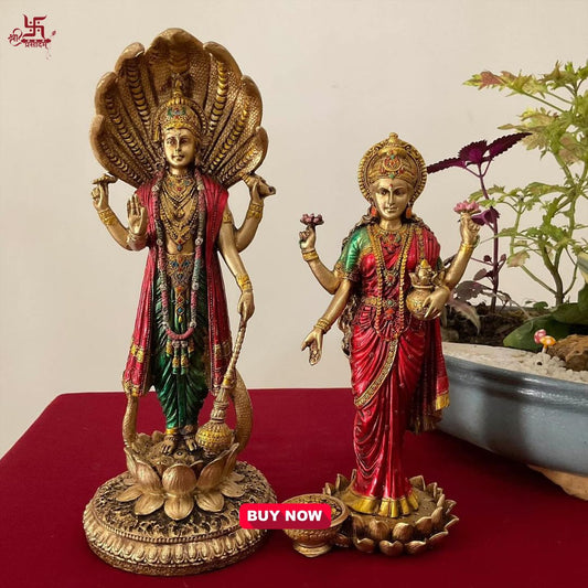 Lord Vishnu & Goddess Lakshmi Idol for Home, Temple, and Pooja