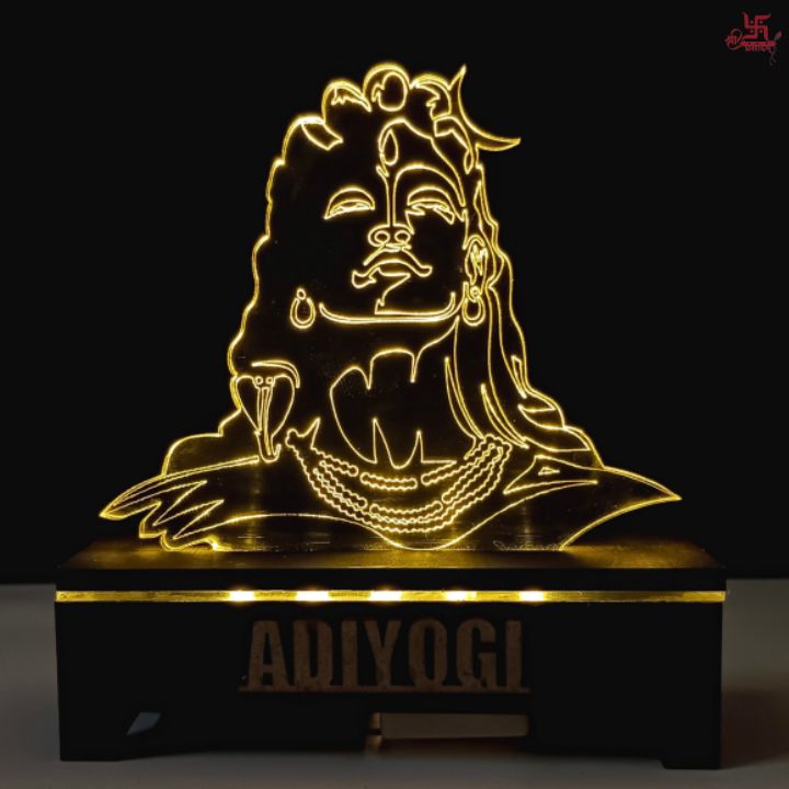 Adiyogi Acrylic LED Table Lamp for Office and Home Decoration