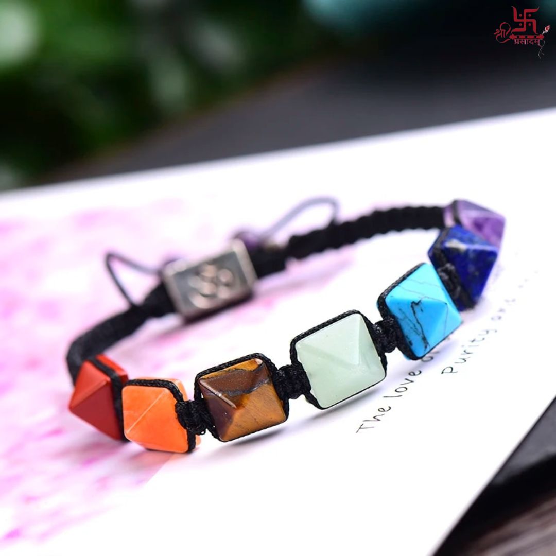 Natural Healing Crystal Quartz 7 Chakra Braided Rope Adjustable Stone Bracelets