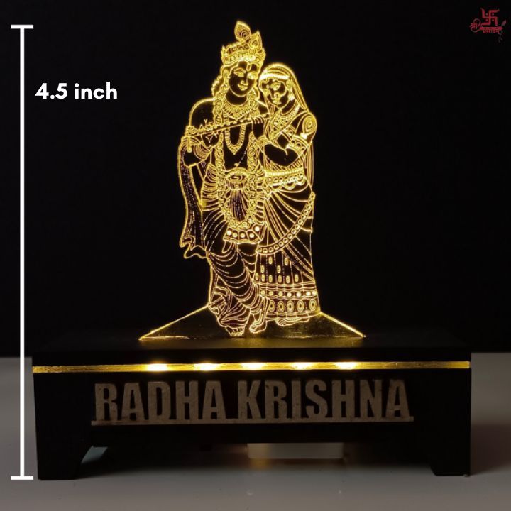 Radha Krishna Acrylic LED Table Lamp for Office and Home Decoration