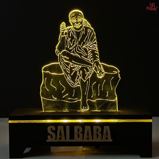 Sai Baba Acrylic LED Table Lamp for Office and Home Decoration