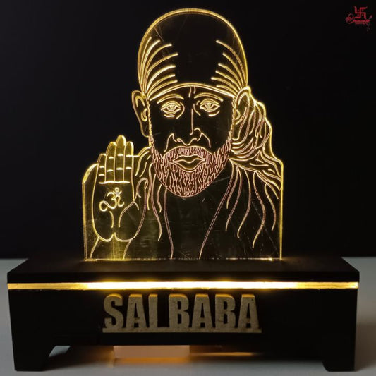 Sai Baba Acrylic LED Table Lamp for Office and Home Decoration