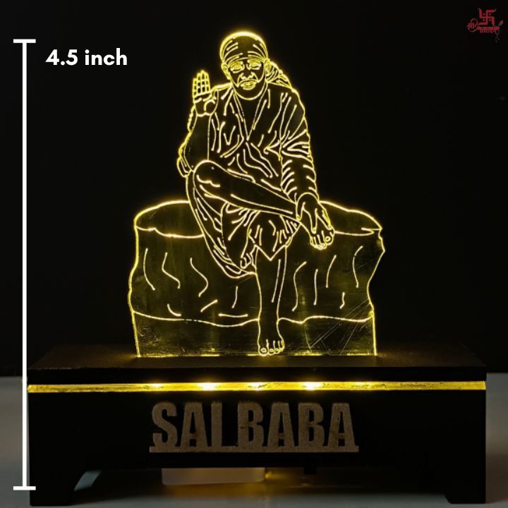 Sai Baba Acrylic LED Table Lamp for Office and Home Decoration