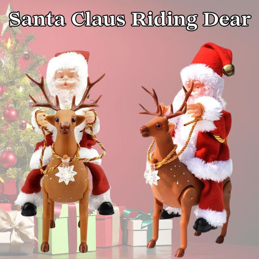 Santa Riding Reindeer Toy for Christmas Decoration & Gifting