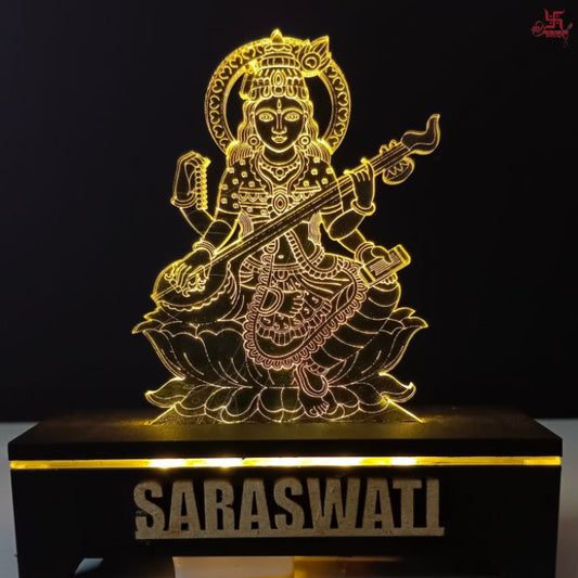 Saraswati Ji Acrylic LED Table Lamp for Office and Home Decoration