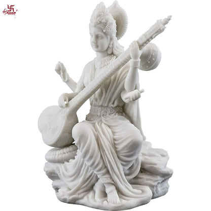 Saraswati Goddess Murti Marble Finish For Temple & Decor