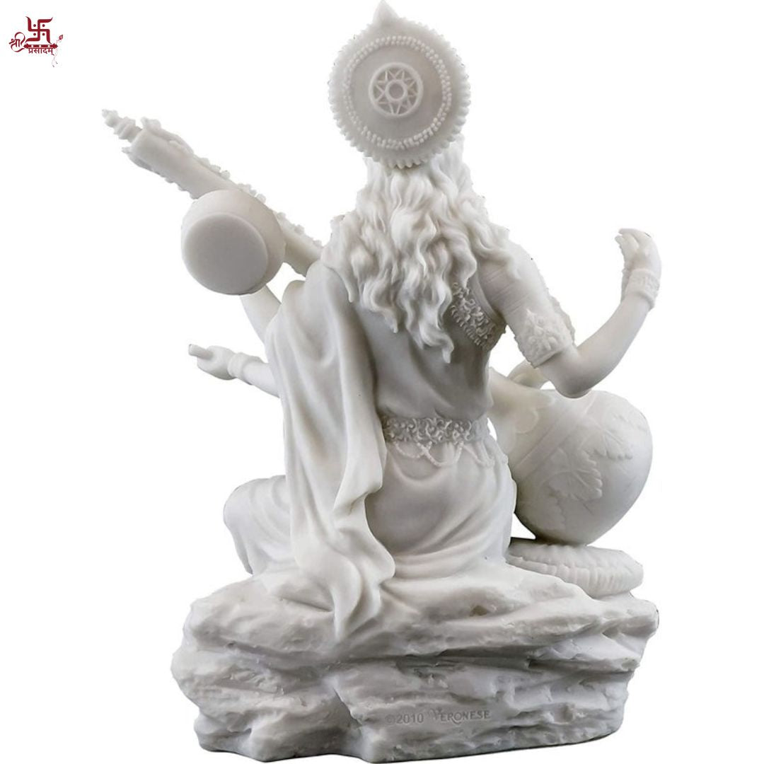 Saraswati Goddess Murti Marble Finish For Temple & Decor