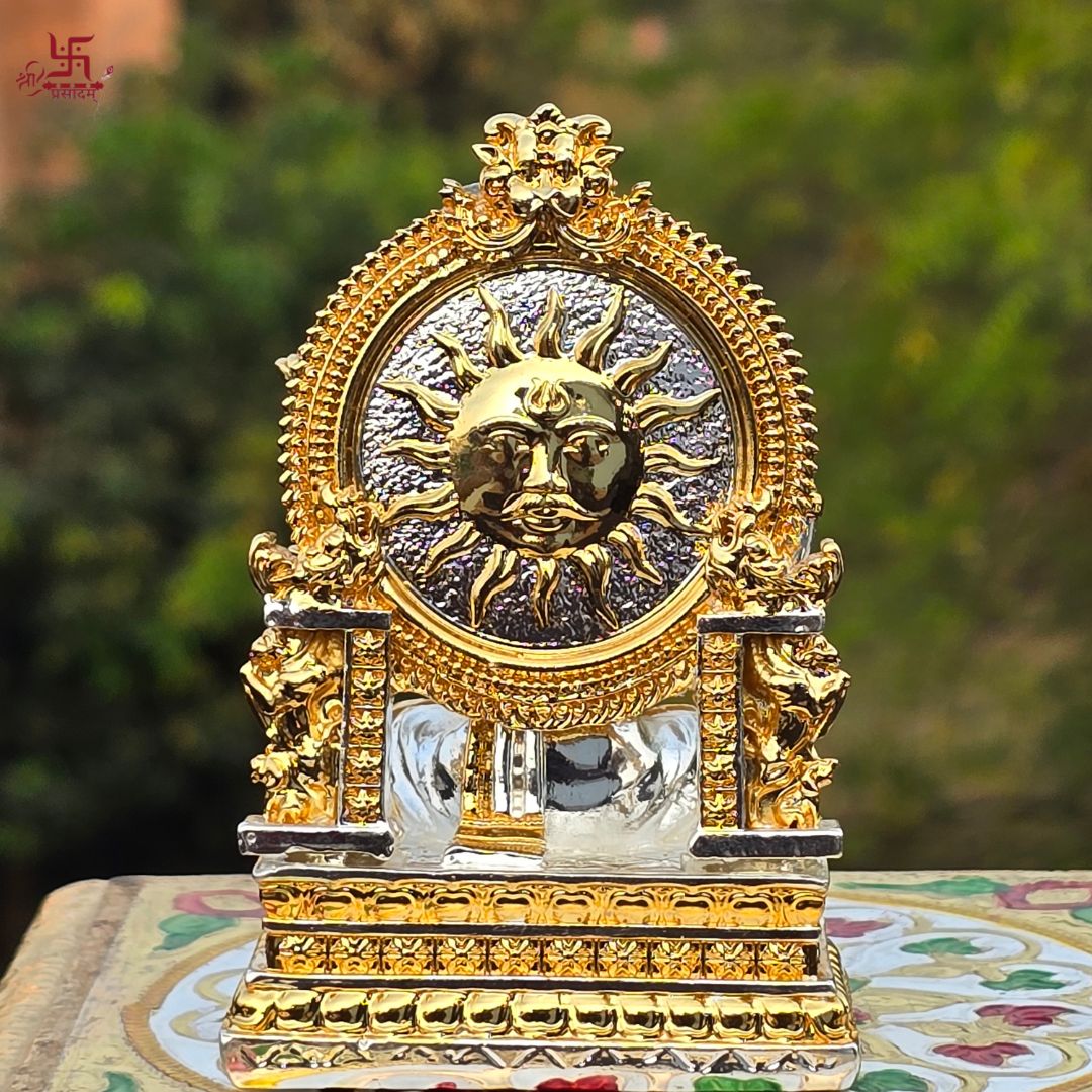 Saraswati Statue With Veena Gold and Silver Plated Idol For Puja, Home, And Gift