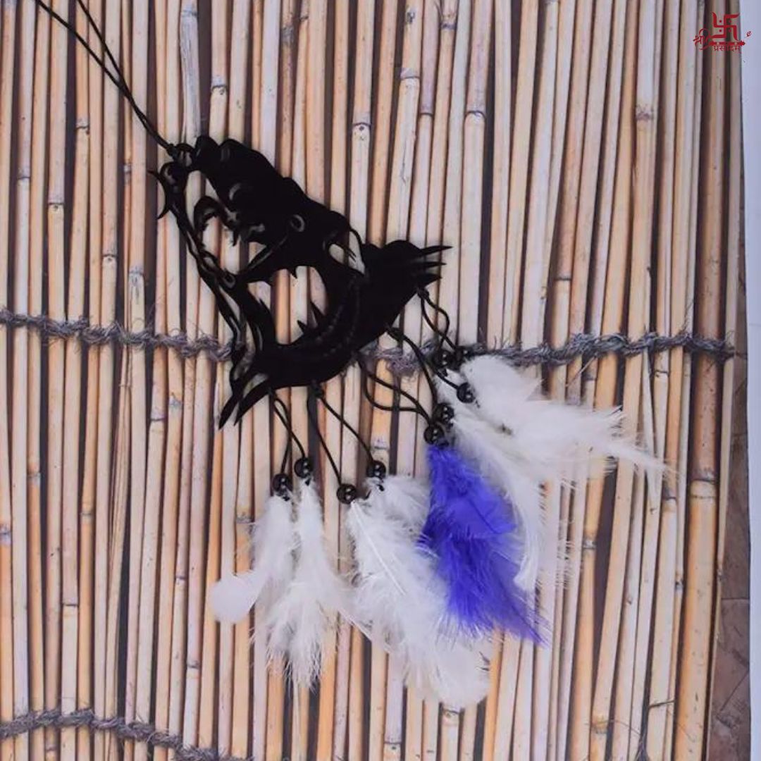 Shiv Ji With White & Blue Feather Car Hanging Decor