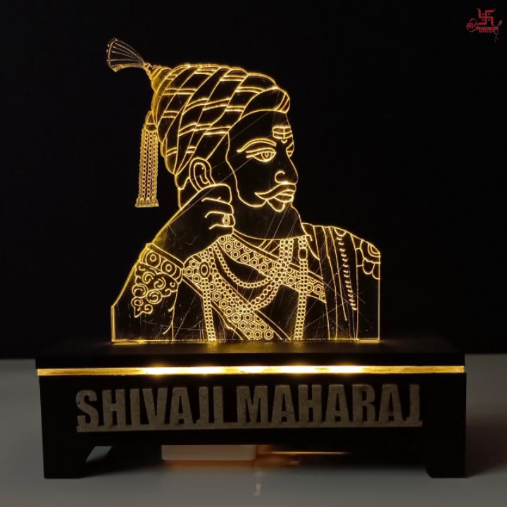 Shivaji Maharaj Acrylic LED Table Lamp for Office and Home Decoration