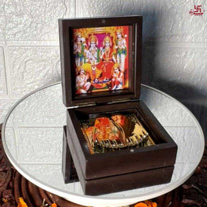 Golden Model of Shree Ram Mandir and Charan Paduka For Home/Office/Shop