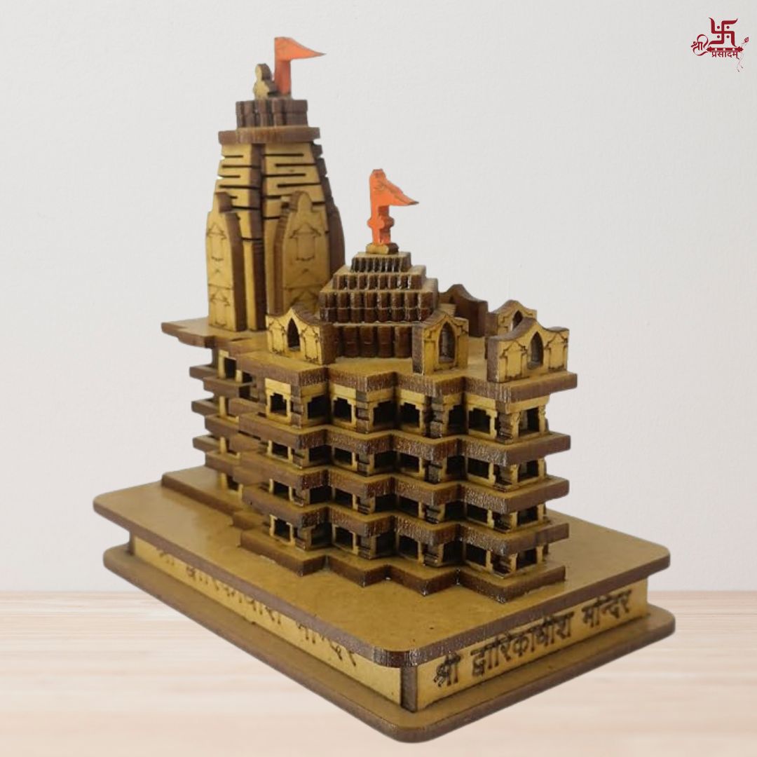 Shri Dwarikadheesh 3D Wooden Temple For Home, Pooja