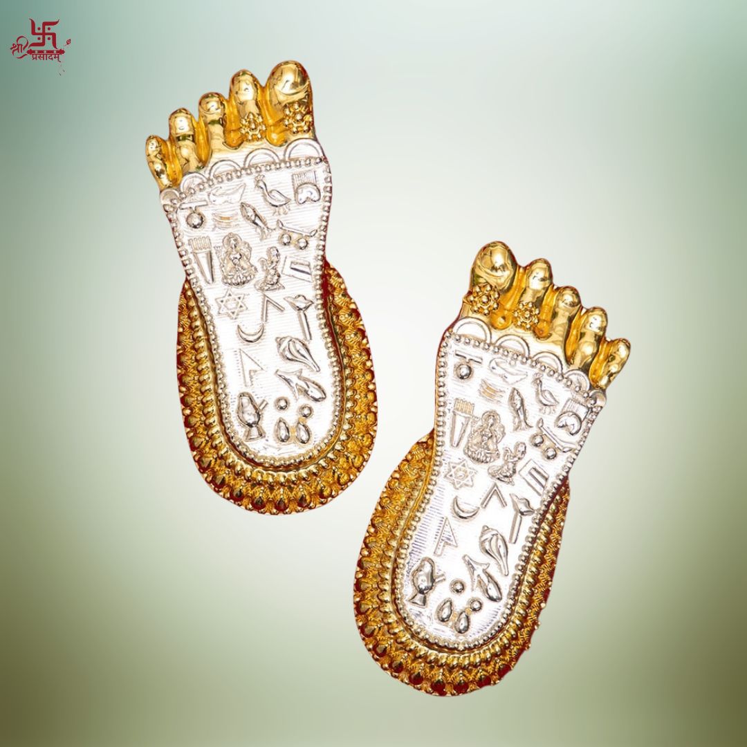 Shri Lakshmi Charan Paduka | 24K Gold and 999 Silver Plated