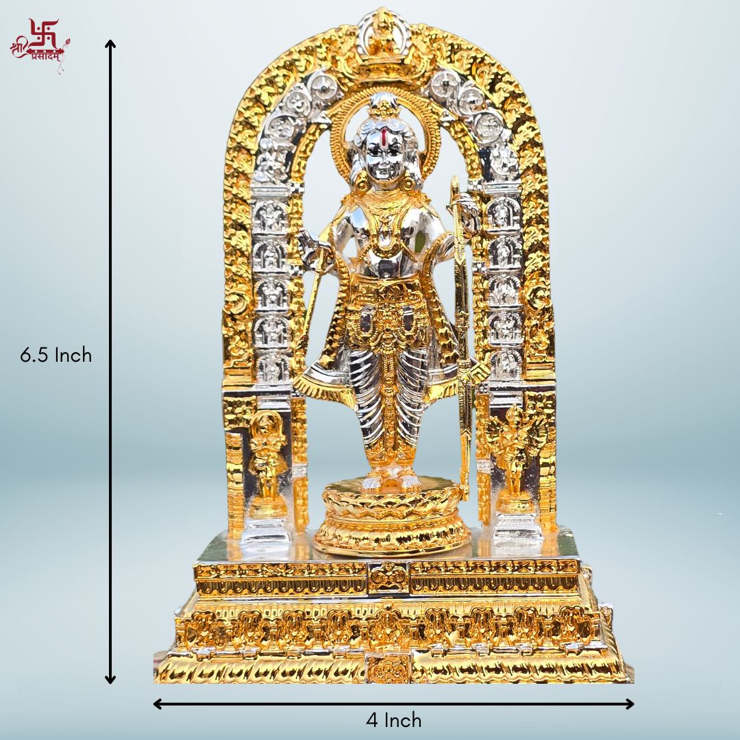 Shri Ram Lalla Gold and Silver Plated Murti For Home, Puja, Office, and Gift