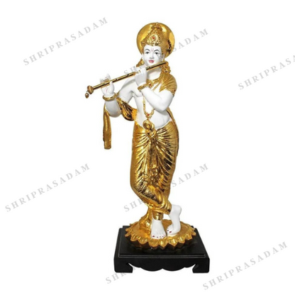 Golden ( Gold Plated) Spiritual Gold Plated Flute Playing Lord Krishna