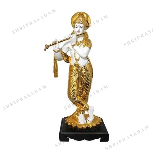 Golden ( Gold Plated) Spiritual Gold Plated Flute Playing Lord Krishna